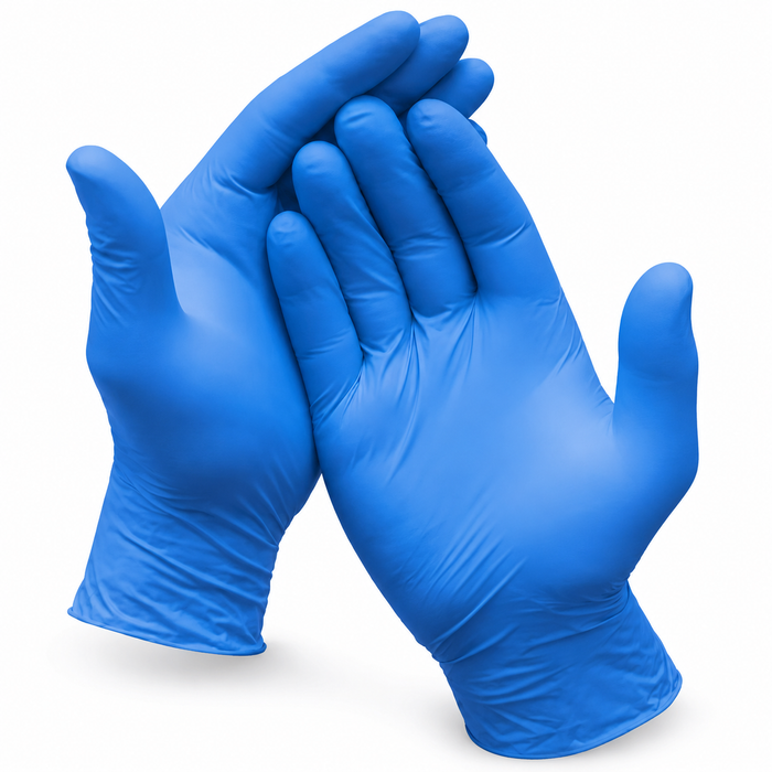 100 Disposable Blue Nitrile Gloves powder-free, ambidextrous, non-sterile
