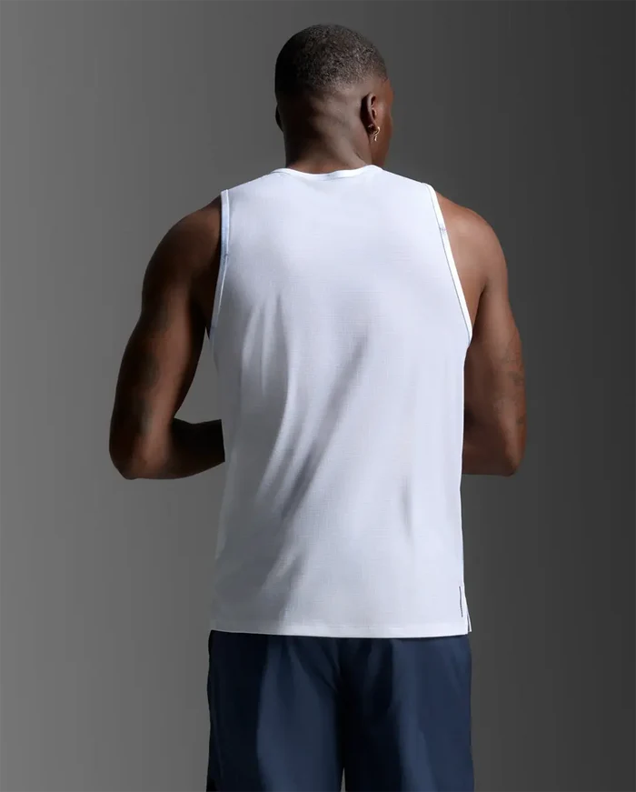2XU Men's Aero Mesh Tank - Blue Marble/Black Reflective