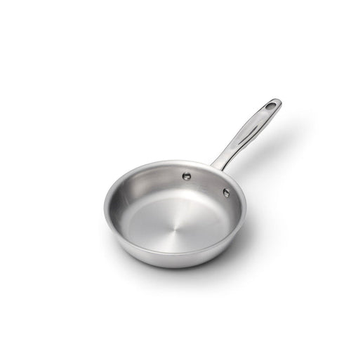 360 Cookware 7 inch stainless steel fry pan with long handle isolated on white background