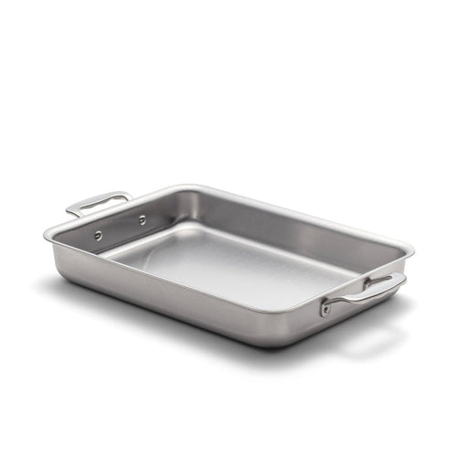 360 Cookware 9x13 inch stainless steel Bake & Roast Pan with dual handles on white background