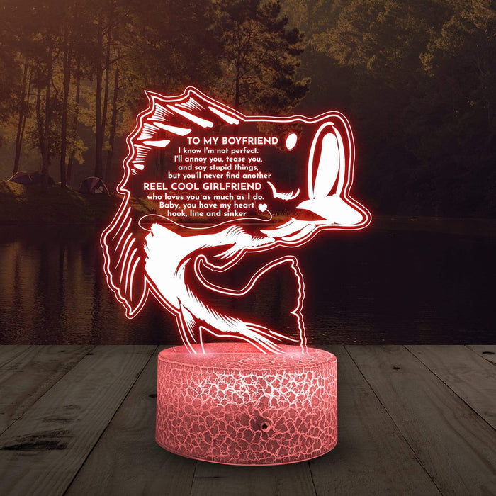 3D Led Light - Fishing - To My Boyfriend - You Have My Heart Hook, Line And Sinker - Glca12002