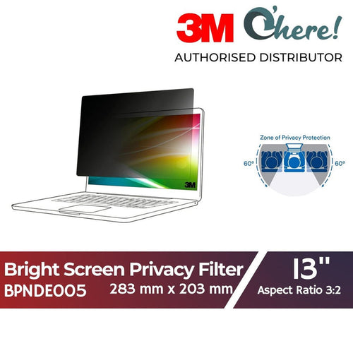 3M Bright Screen Privacy Filter for Dell Multi-line Laptops 13in, 283 mm x 203 mm, 3:2, BPNDE005