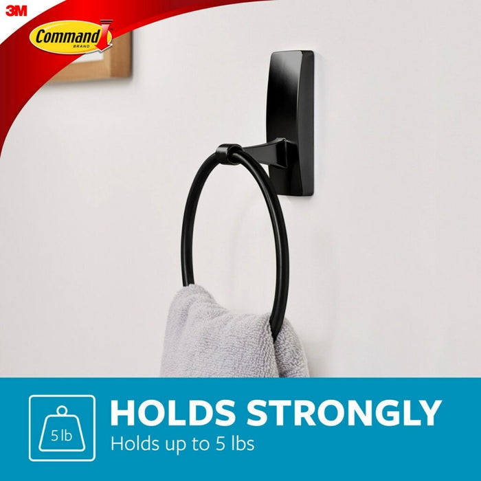 3M Command Bath Matte Black Towel Ring, 1 Towel Ring, 2 Strips