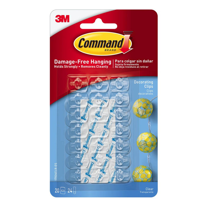 3M Command Clear Decorating Clips with Clear Strips 20 Hooks/24 Strips