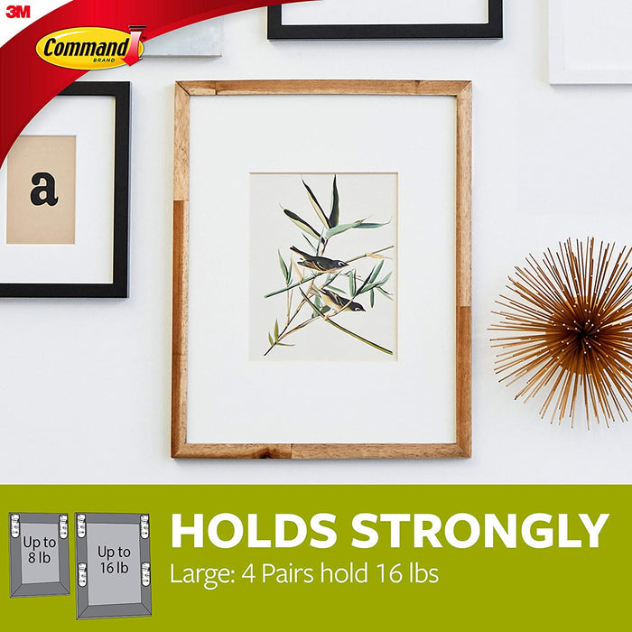 3M Command Large Picture Hanging Strips (Black) 4 Sets of Strips/1.8 Kg per Set