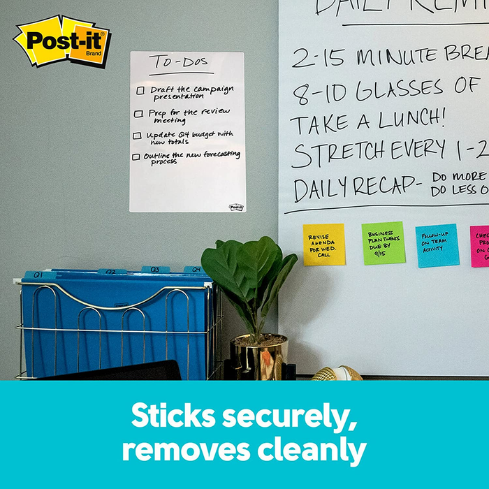 3M Post It Super Sticky Dry Erase Surface, White, 17.7cm X 28.8cm, Whiteboard/ Small whiteboard/ Mini whiteboard