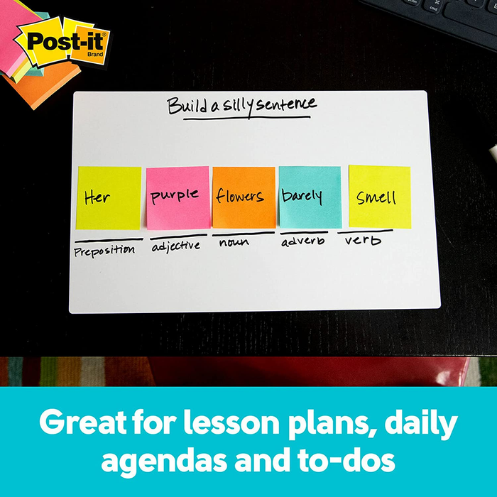 3M Post It Super Sticky Dry Erase Surface, White, 17.7cm X 28.8cm, Whiteboard/ Small whiteboard/ Mini whiteboard