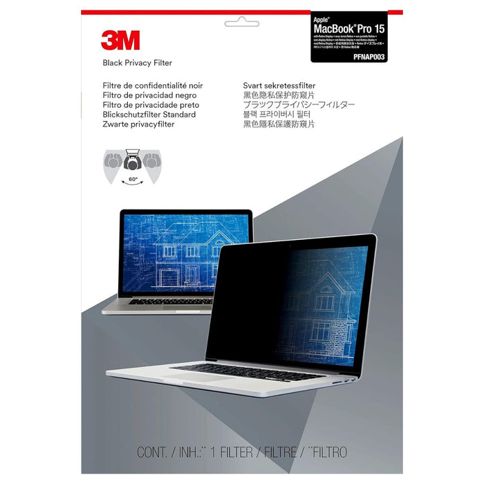 3M Privacy Filter for Apple MacBook Pro 15 (2012 - 2015 Model), 353 mmx 230 mm, PFNAP003