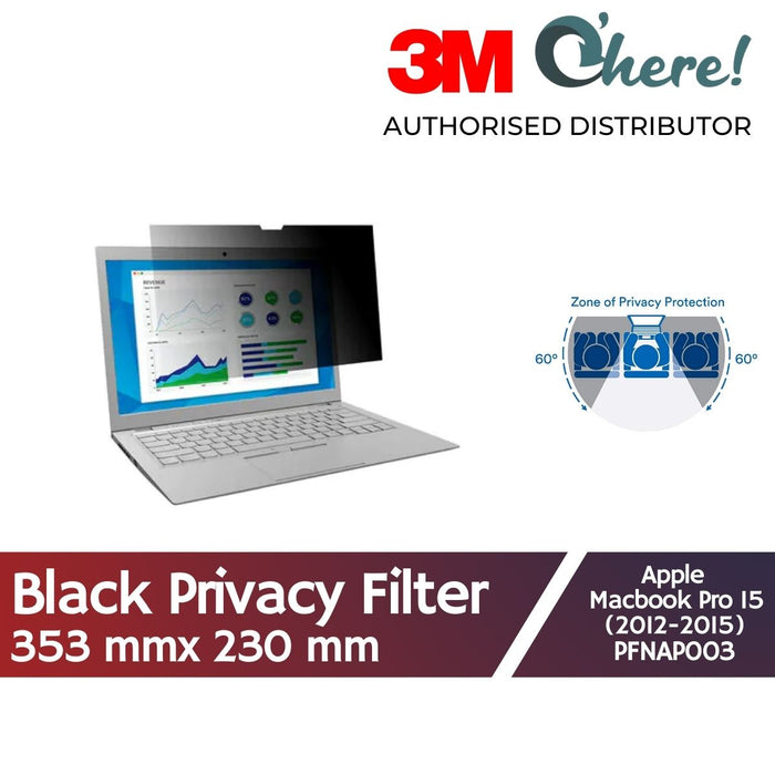 3M Privacy Filter for Apple MacBook Pro 15 (2012 - 2015 Model), 353 mmx 230 mm, PFNAP003