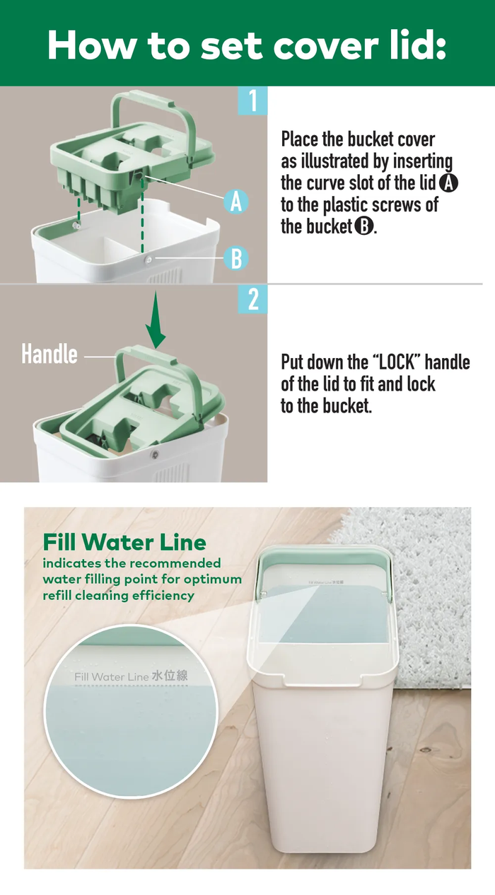 3M Scotch Brite Compact Hands-Free Flat Mop with Bucket