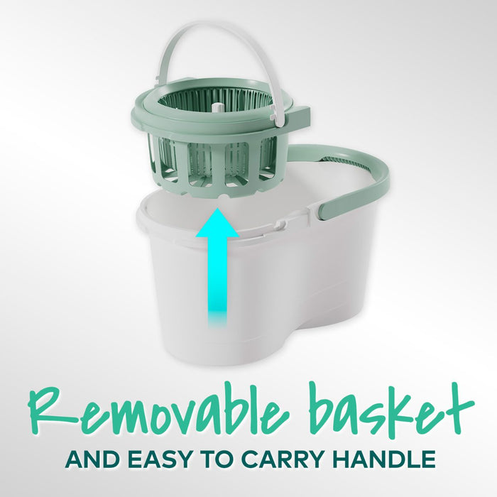 3M Scotch Brite Dual Wash Spin Mop Bucket With Microfibre Mop NT7