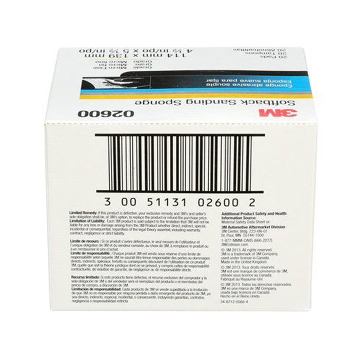 3M Softback Sanding Sponge 4 1/2'' X 5 1/2'' Microfine 20/Bx
