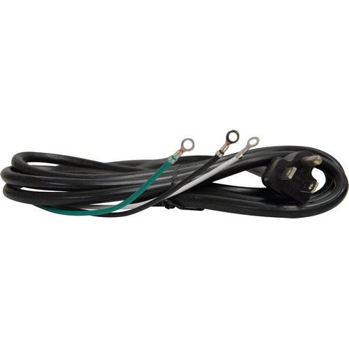 Black AC power cord A3846/RP with three wire terminals and standard plug on white background