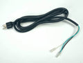 Black AC power cord YN034 with two-prong plug and three stripped wire ends for electrical parts replacement