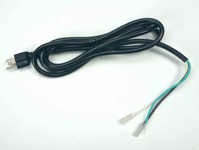Black AC power cord YN034 with two-prong plug and three stripped wire ends for electrical parts replacement