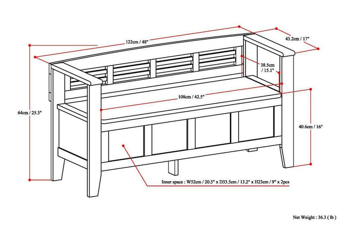Rustic Medium Brown | Adams Entryway Bench