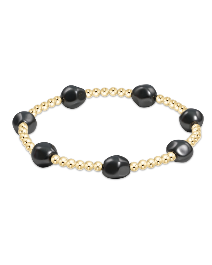 Admire Gold 3mm Bead Bracelet - Pearl - Dark Grey