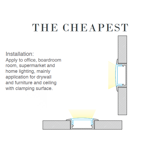 Aluminum Profile PW-CASE-001 – LED aluminum channel profile, view 5 | LAMP & LIGHT - Design forward Decorative lamp , Downlights, pendant lamp , striplights
