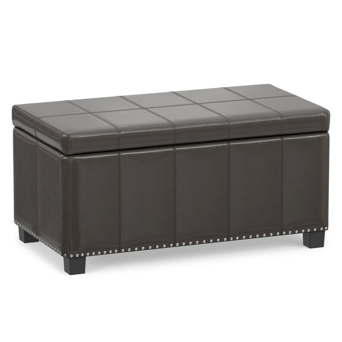 Tanners Brown Vegan Leather | Amelia Storage Ottoman Bench