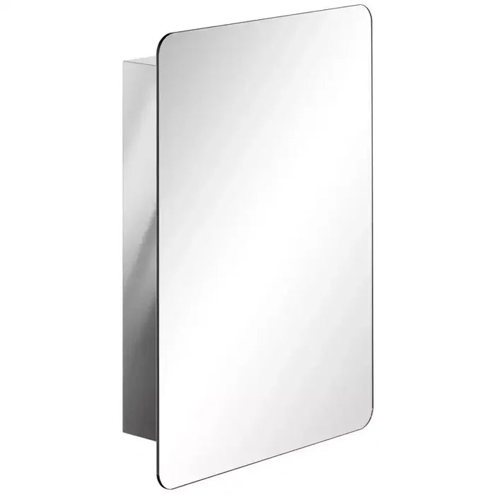 kleankin 18'' x 26'' Wall Mount Bathroom Medicine Cabinet Mirror Sliding Door with 3-Tier Storage Shelf, Stainless Steel, for Living Room Bedroom