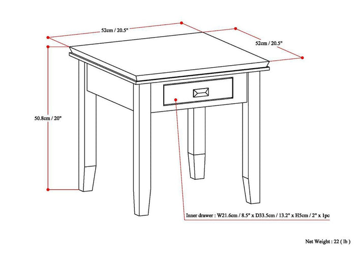 Natural Aged Brown | Artisan End Side Table
