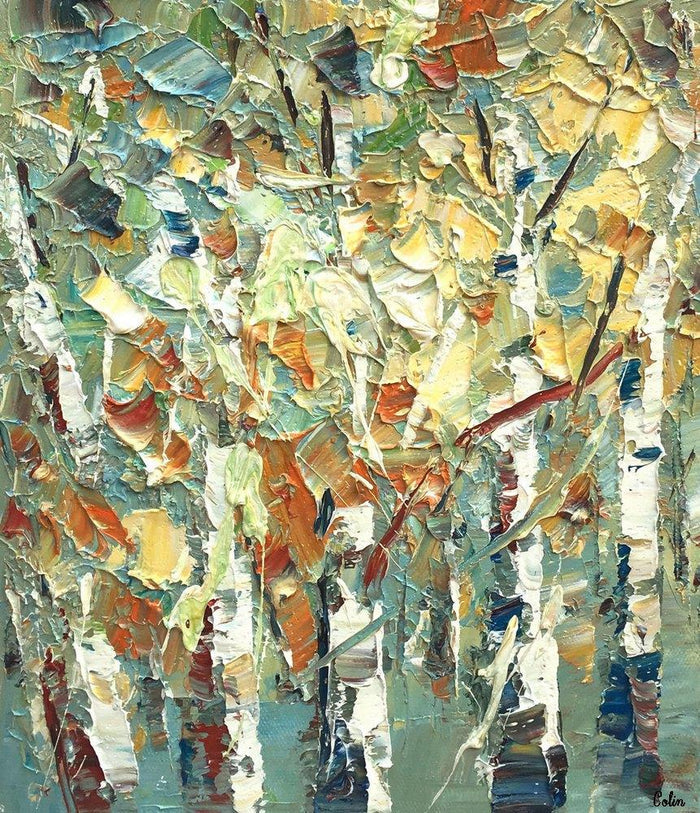 Autumn Tree Painting, Abstract Landscape Painting, Small Oil Painting, Heavy Texture Oil Painting, 10X12 inch-Paintingforhome