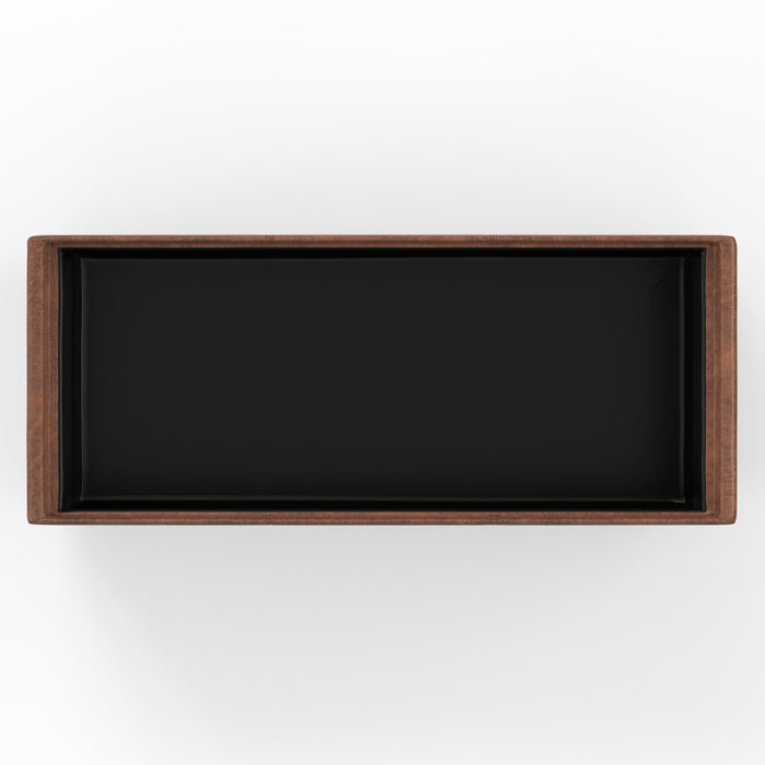 Distressed Saddle Brown Distressed Vegan Leather | Avalon 3 Trays Ottoman in Distressed Vegan Leather