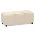 Satin Cream Vegan Leather | Avalon 3 Trays Ottoman in Vegan Leather