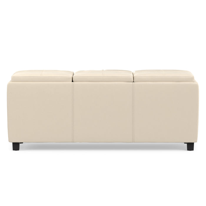 Satin Cream Vegan Leather | Avalon 3 Trays Ottoman in Vegan Leather