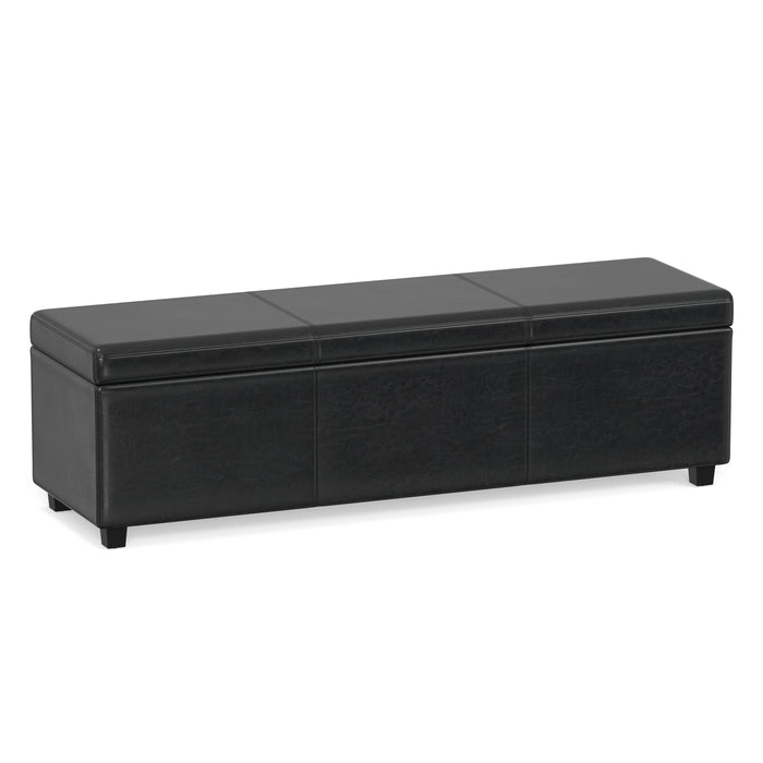 Midnight Black | Avalon 60 inch Storage Ottoman Bench