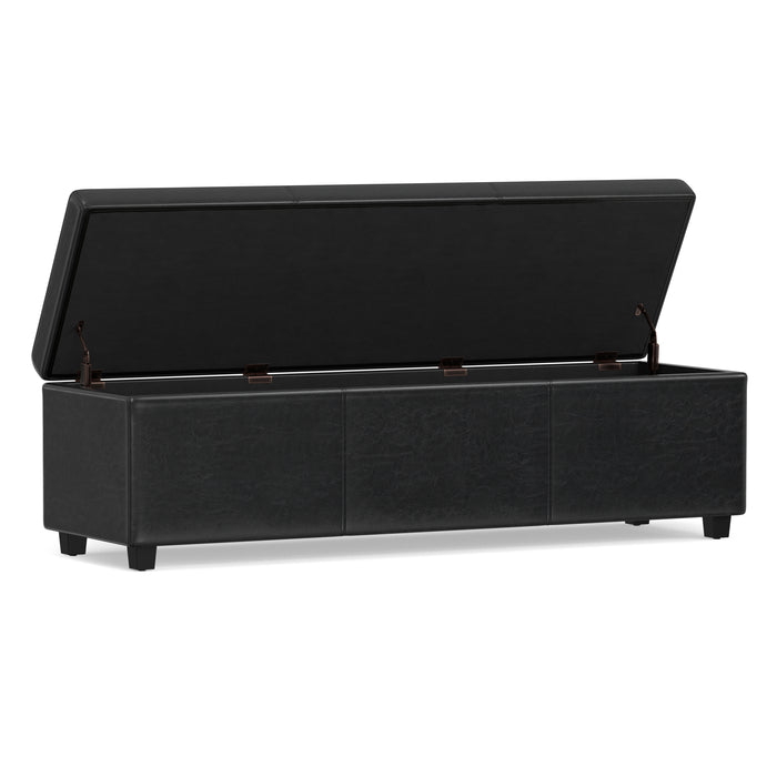 Midnight Black | Avalon 60 inch Storage Ottoman Bench