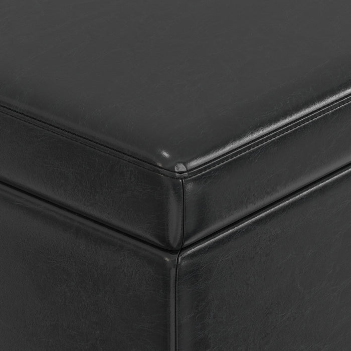 Midnight Black | Avalon 60 inch Storage Ottoman Bench