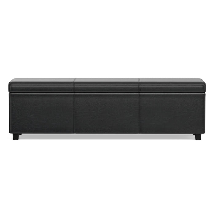 Midnight Black | Avalon 60 inch Storage Ottoman Bench