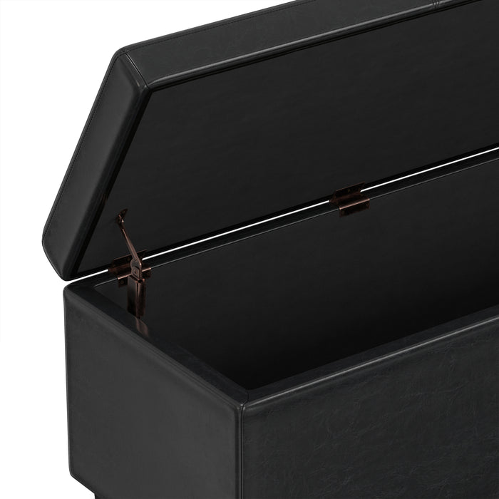 Midnight Black | Avalon 60 inch Storage Ottoman Bench