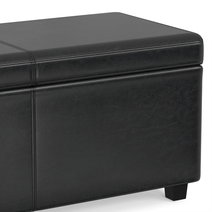 Midnight Black | Avalon 60 inch Storage Ottoman Bench