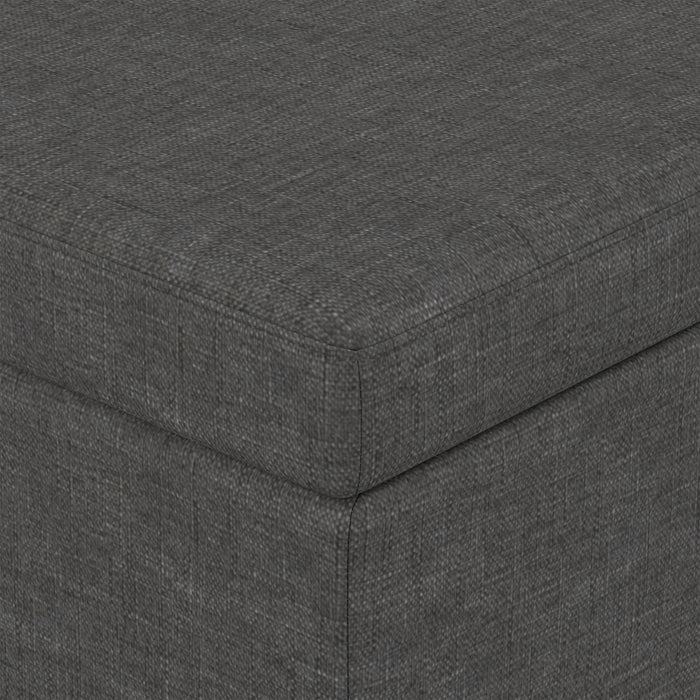 Slate Grey Linen Style Fabric | Avalon Extra Large Storage Ottoman in Linen