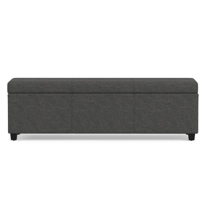 Slate Grey Linen Style Fabric | Avalon Extra Large Storage Ottoman in Linen