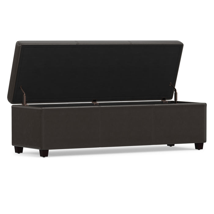 Tanners Brown Vegan Leather | Avalon Extra Large Storage Ottoman in Vegan Leather