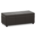 Tanner Brown Vegan Leather | Avalon Lift Top Storage Ottoman in Vegan Leather