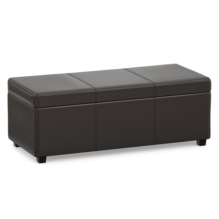 Tanner Brown Vegan Leather | Avalon Lift Top Storage Ottoman in Vegan Leather