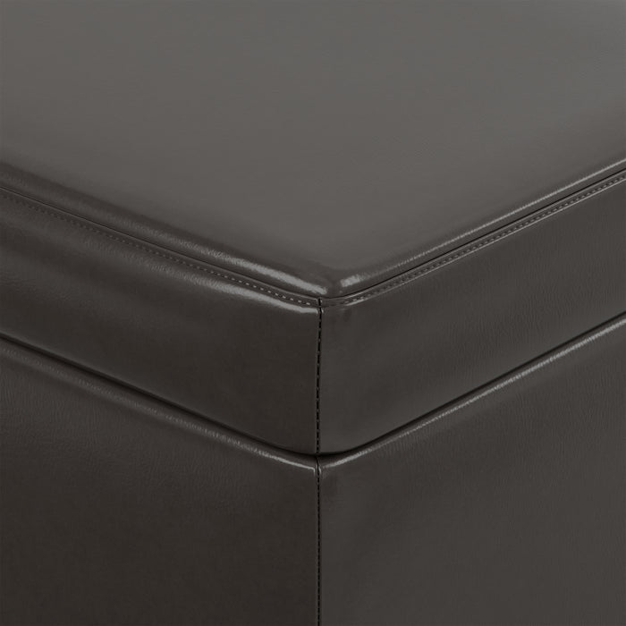 Tanner Brown Vegan Leather | Avalon Lift Top Storage Ottoman in Vegan Leather