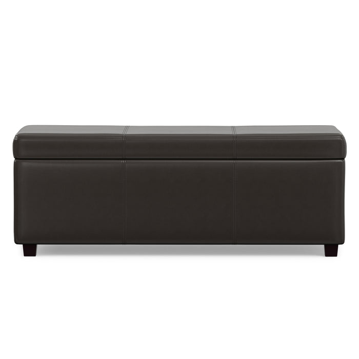 Tanner Brown Vegan Leather | Avalon Lift Top Storage Ottoman in Vegan Leather