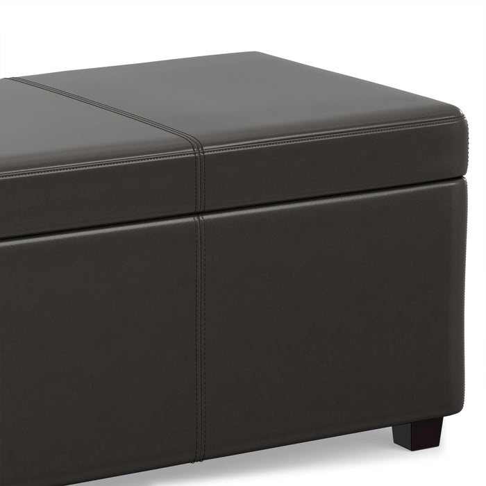 Tanner Brown Vegan Leather | Avalon Lift Top Storage Ottoman in Vegan Leather