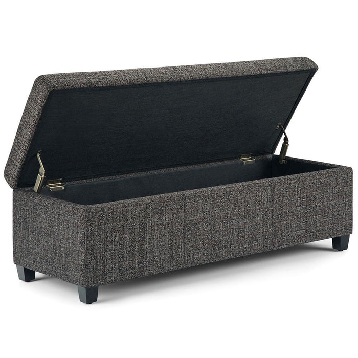 Ebony Tweed Style Fabric | Avalon Large Storage Ottoman Bench in Tweed Style Fabric