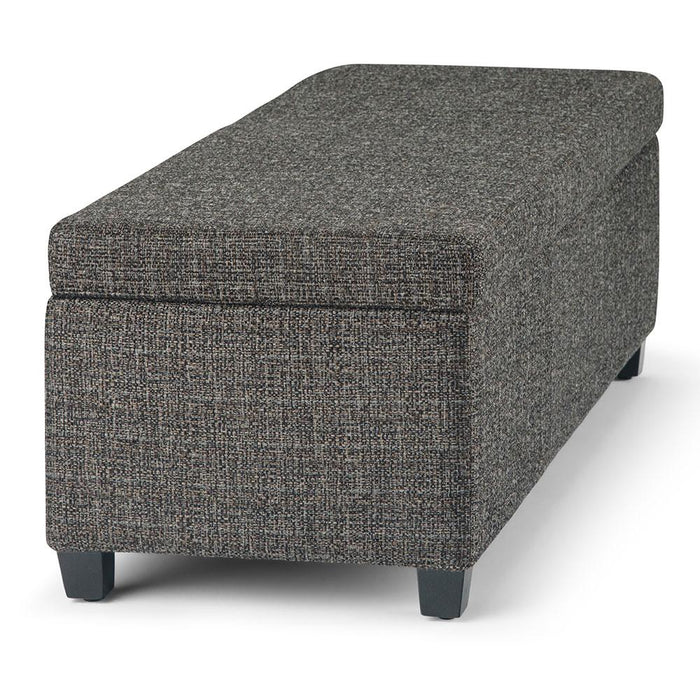 Ebony Tweed Style Fabric | Avalon Large Storage Ottoman Bench in Tweed Style Fabric