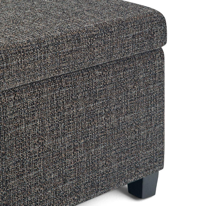 Ebony Tweed Style Fabric | Avalon Large Storage Ottoman Bench in Tweed Style Fabric