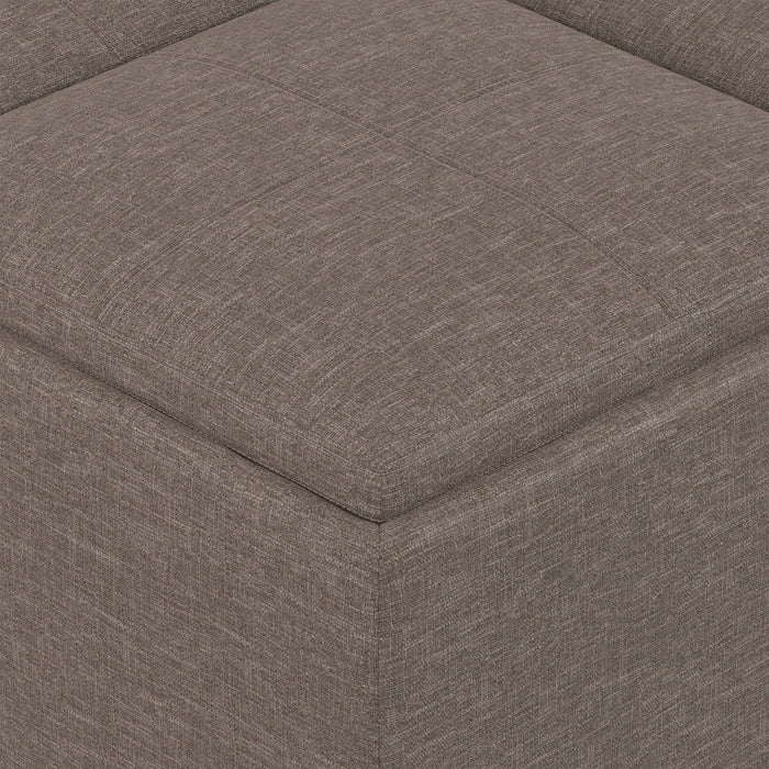 Fawn Brown Linen Style Fabric | Avalon Table Ottoman in Linen