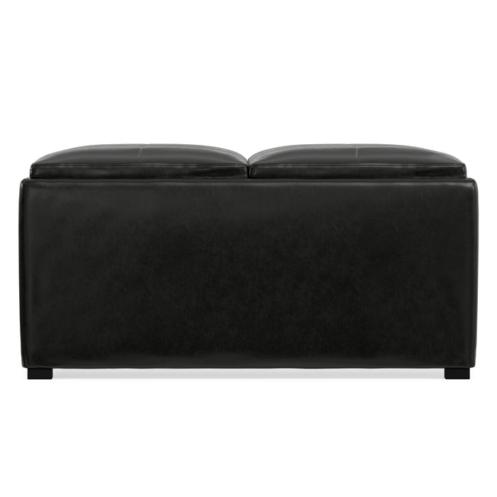 Midnight Black Vegan Leather | Avalon Table Ottoman in Vegan Leather