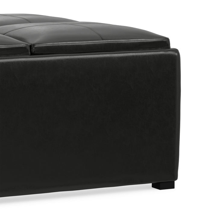 Midnight Black Vegan Leather | Avalon Table Ottoman in Vegan Leather