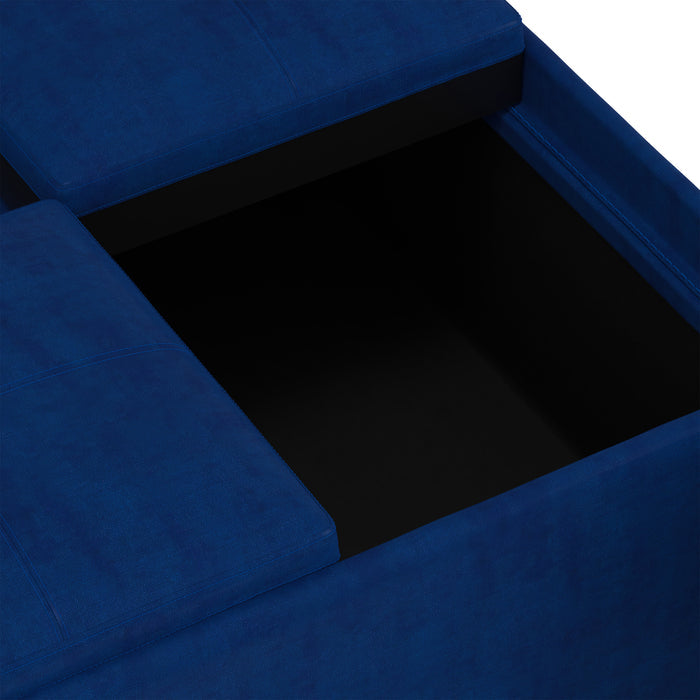 Blue Velvet Fabric | Avalon Table Ottoman in Velvet Fabric